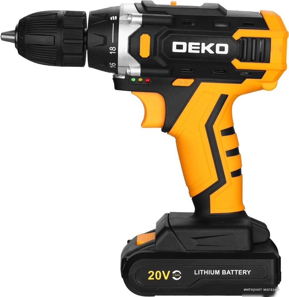 Дрель-шуруповерт Deko Banger 20V ONE + 083-1042 (с 1-им АКБ)