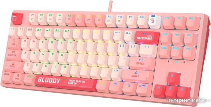 Клавиатура A4Tech Bloody S87 Energy Pink (Bloody BLMS Red Plus)