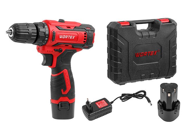 Дрель-шуруповерт Wortex BD 1220 Li 1329356 (с 2-мя АКБ, кейс)