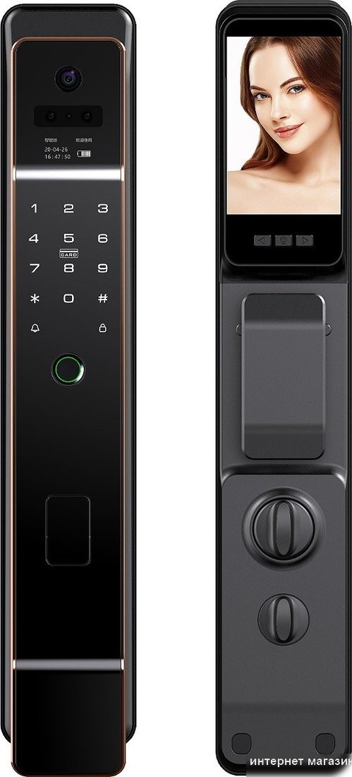 Дверной замок Roome Tuya 3D face intercom Lock 3D face-1 (черный)