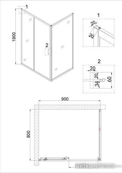 Душевой уголок Niagara NG-82-9AB-A80B 90x80