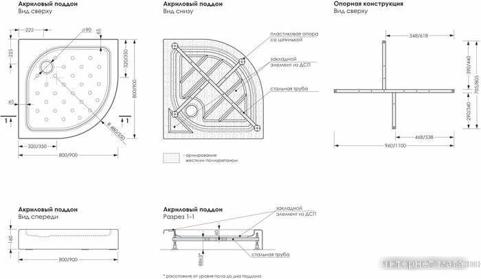 Душевой поддон Метакам Classic Black N 90x90 АПS_013574 (закругленный)