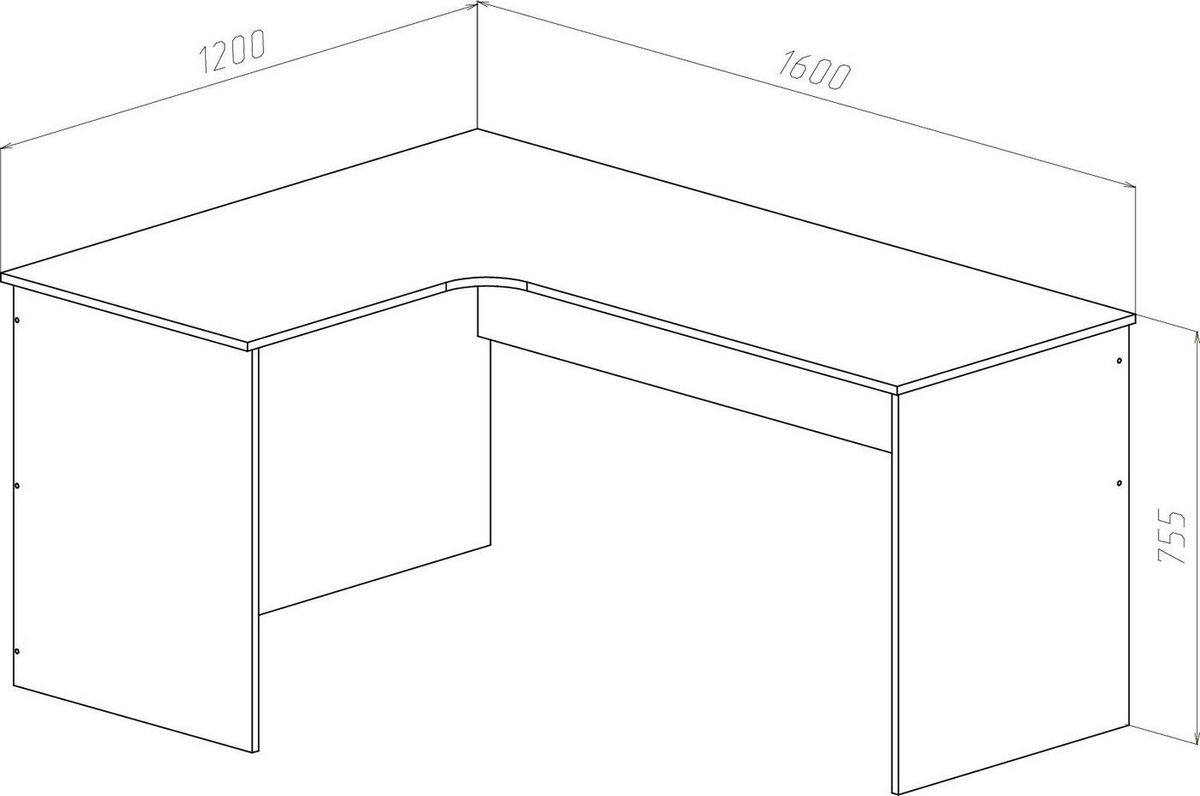 Стол МДК СПУ-П угловой 1600x1200x755 (правый, дуб млечный)