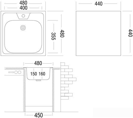 Кухонная мойка Ukinox CLM480.480-T6K 0C