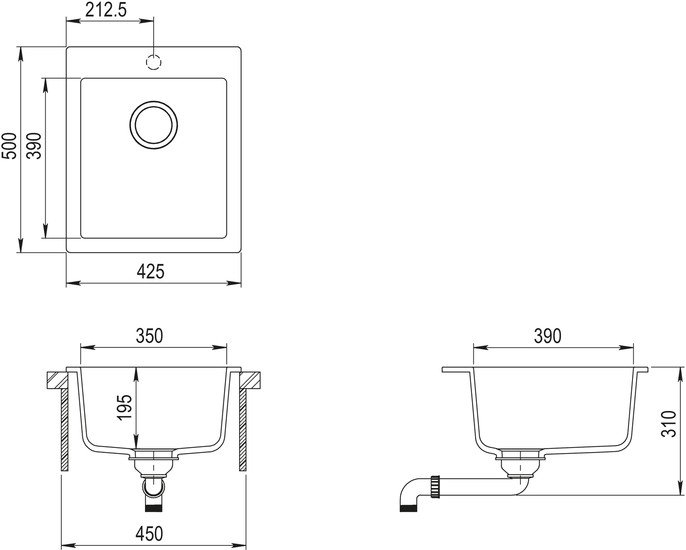 Кухонная мойка Aquasanita Simplex SQS100W (alumetallic 202)