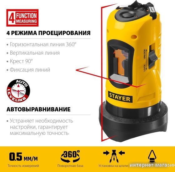 Лазерный нивелир Stayer Professional Lasermax SLL-1 34960-1 (со штативом, сумка)