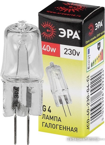 Галогенная лампа ЭРА G4-JCD-40W-230V-CL C0039280