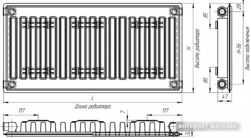 Стальной панельный радиатор Лидея ЛК 11-304 300x400