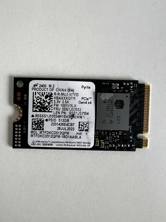 SSD накопитель Micron 2400 M.2 MTFDKCD512QFM-1BD1AABLA (уценка)