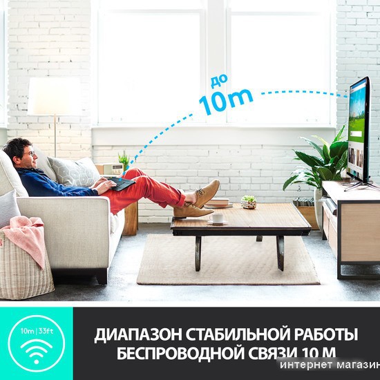 Клавиатура Logitech K400 Plus (черный, нет кириллицы)