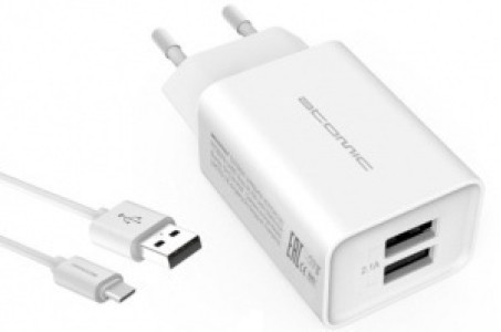 Сетевое зарядное Atomic U400 microUSB (белый)