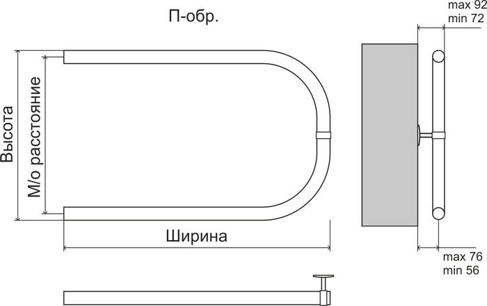 Полотенцесушитель TERMINUS Эконом П-обр AISI 32x2 (500x500)