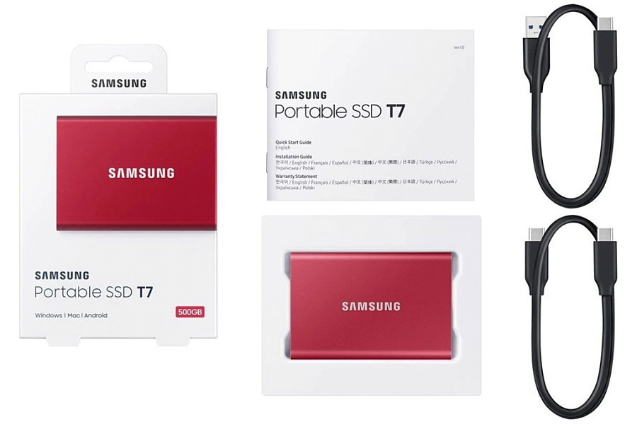 Внешний накопитель Samsung T7 2TB (красный)