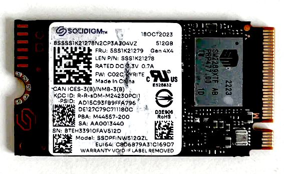 SSD накопитель SOLIDIGM 512GB SSDPFINW512GZL (уценка)