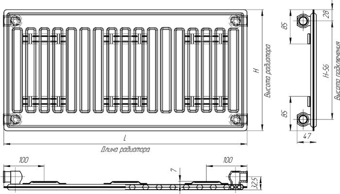 Стальной панельный радиатор Лидея ЛК 10-506 тип 10 500x600