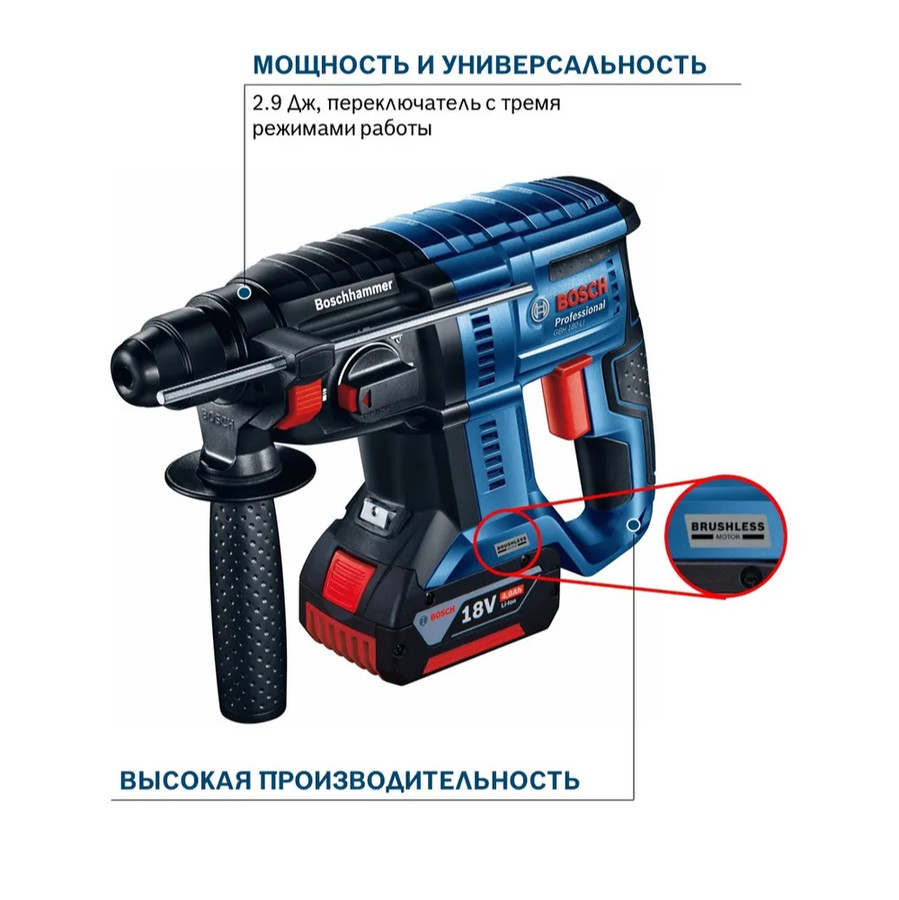 Перфоратор Bosch GBH 180-LI Professional 0611911122 (с 1-им АКБ, кейс)