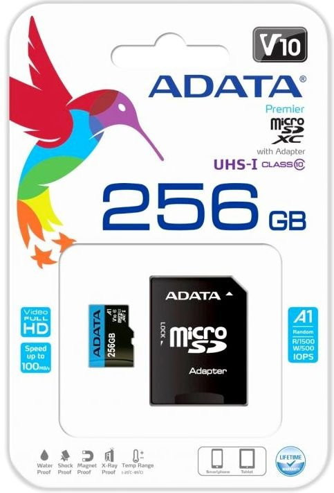 Карта памяти A-Data Premier AUSDX256GUICL10A1-RA1 microSDXC 256GB (с адаптером)