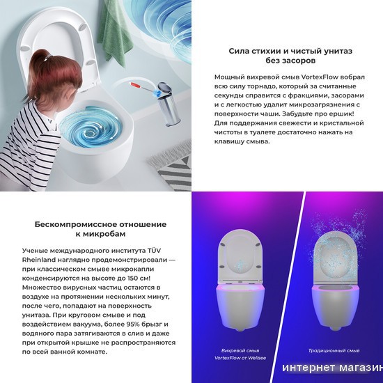 Унитаз подвесной Wellsee Chalice Perfection RimFree 182608001 (чаша, пневмокрышка, матовый белый)