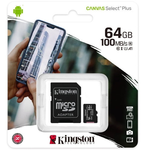 Карта памяти Kingston Canvas Select Plus microSDXC 64GB (с адаптером)