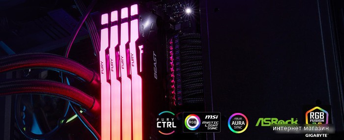 Оперативная память Kingston FURY Beast RGB 16ГБ DDR5 6000 МГц KF560C30BBA-16