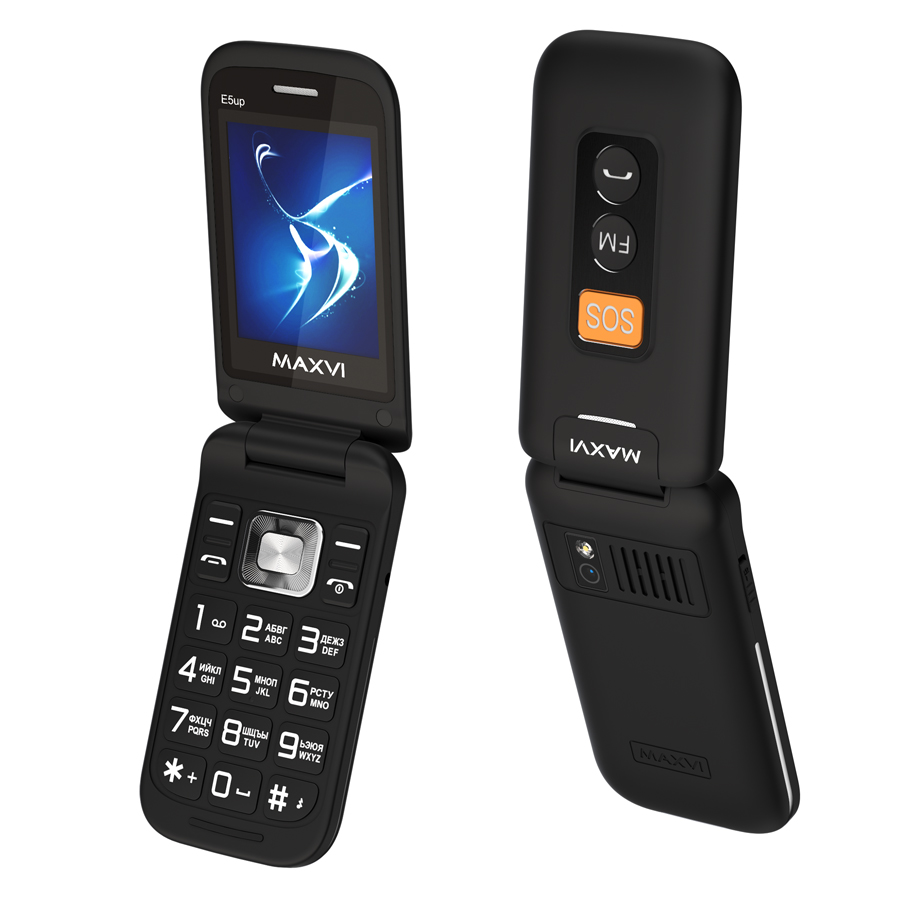 Кнопочный телефон Maxvi E5 up (черный)