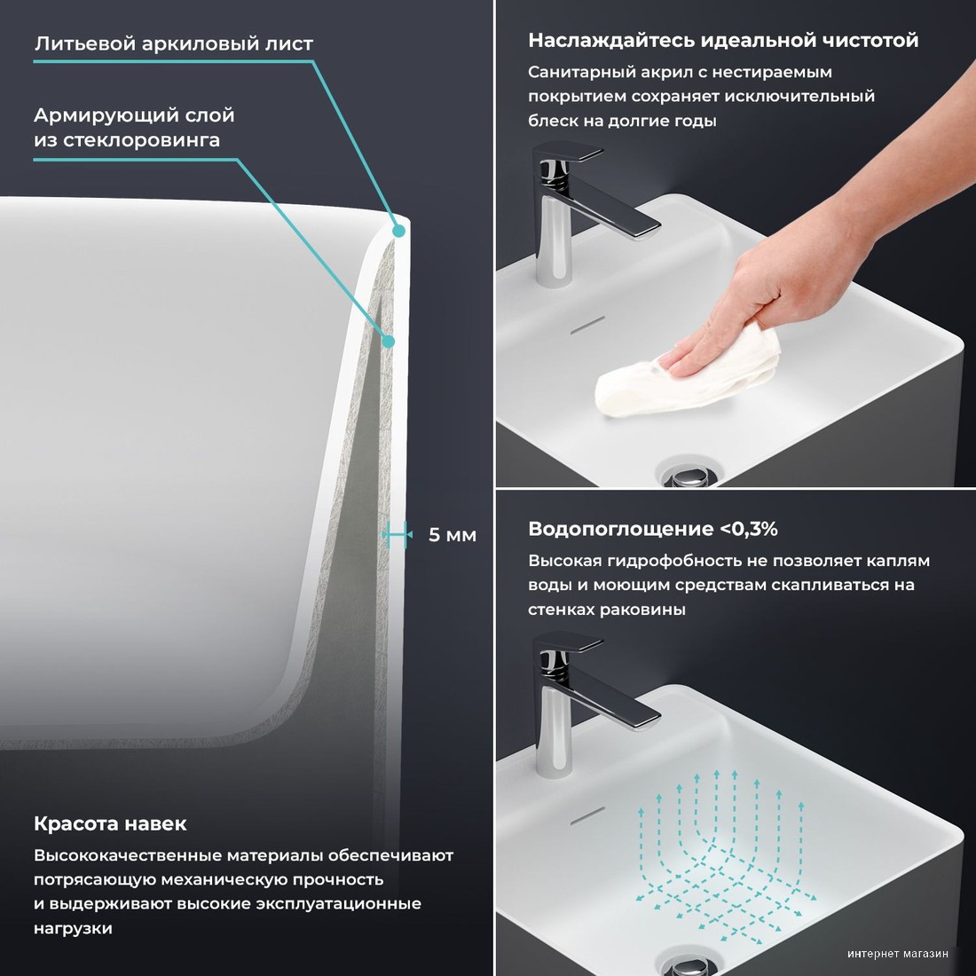 Умывальник Wellsee Pure BY Wellsee 230714000 (отдельностоящий, с отверстием под смеситель, глянцевый белый)