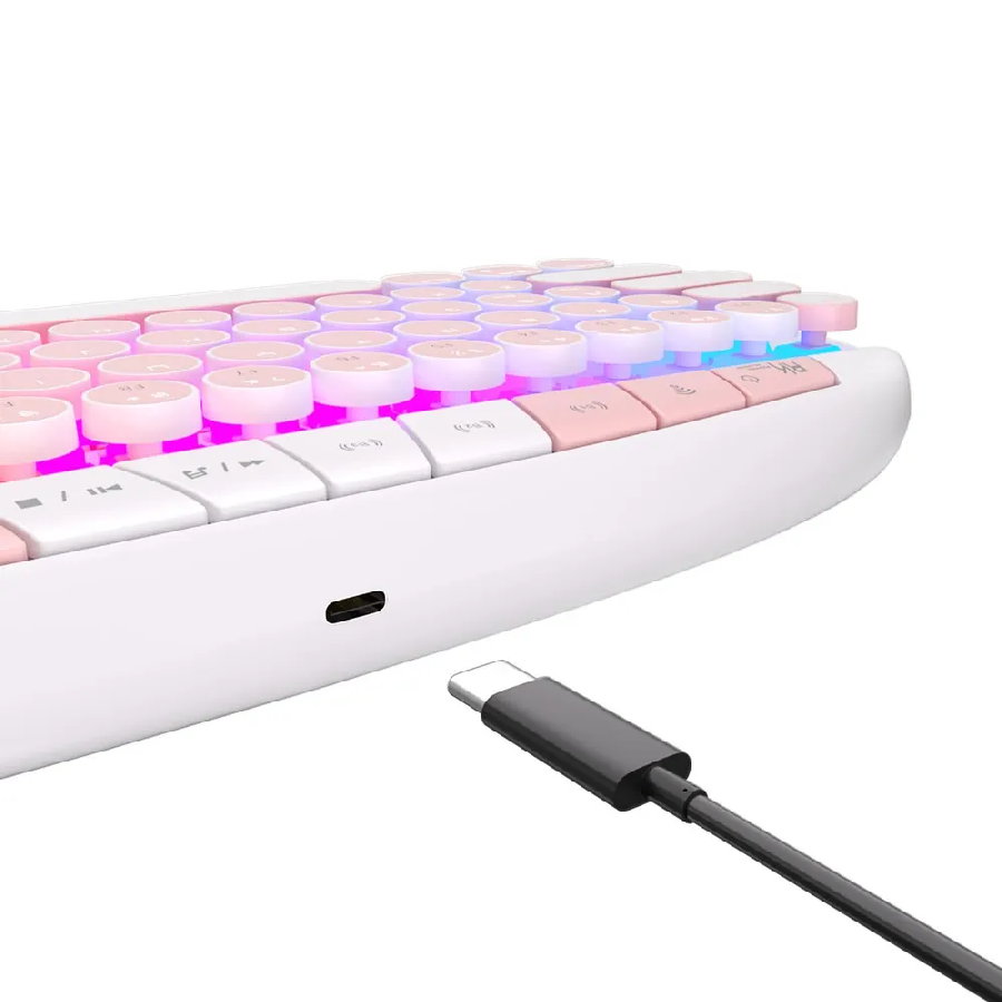 Беспроводная клавиатура Royal Kludge RK Round RGB (белый, RK Pink)
