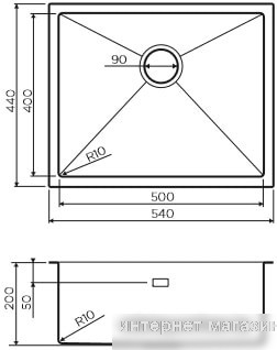 Кухонная мойка Omoikiri Taki 54-U/IF-IN