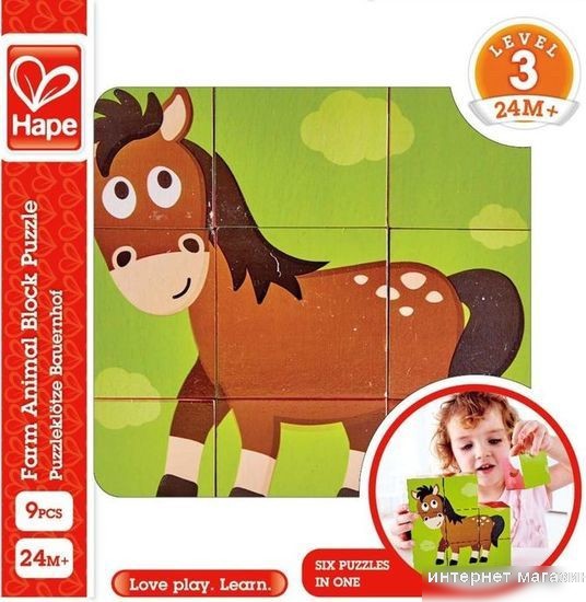 Развивающая игрушка Hape Кубики Ферма E1618_HP