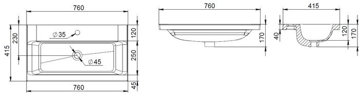Умывальник AM.PM Gem M90WCC0752WG 76x41.5