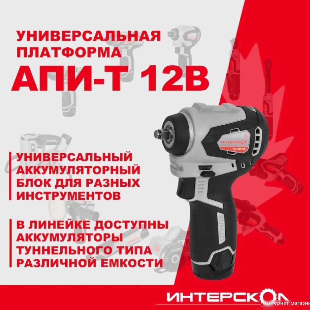 Гайковерт Интерскол ГАУ-250/12ВЭ 804.2.2.70 (с 2-мя АКБ, кейс)