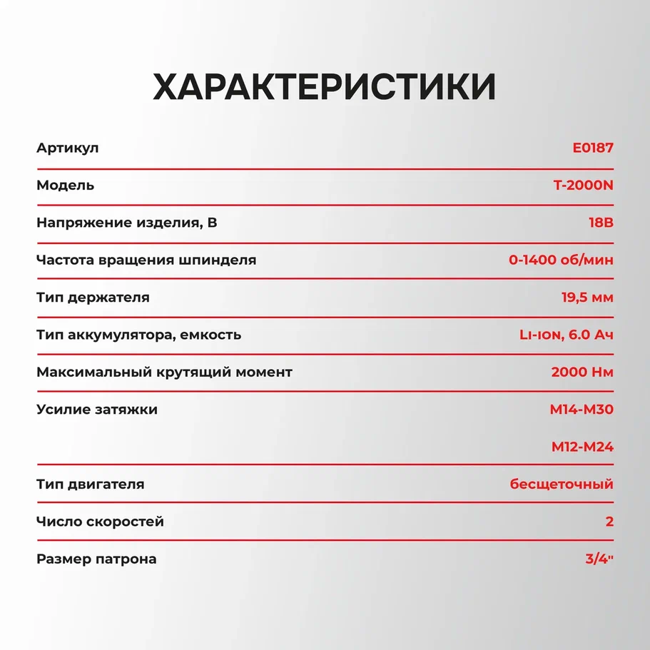 Гайковерт Profipower T-2000N (с 1-им АКБ, кейс)