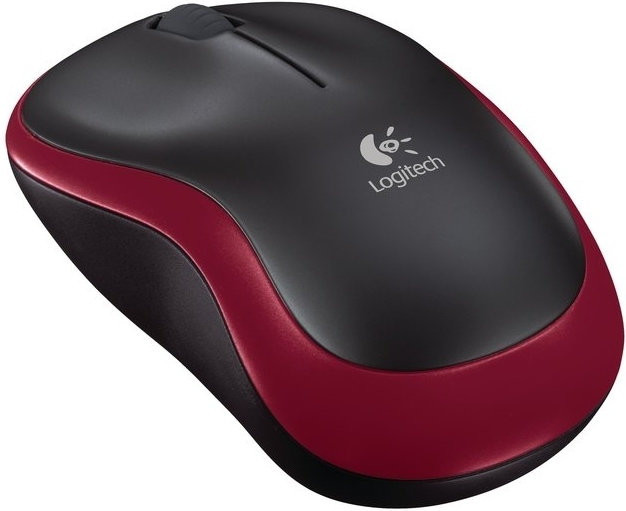 Мышь Logitech M185 (черный/красный)