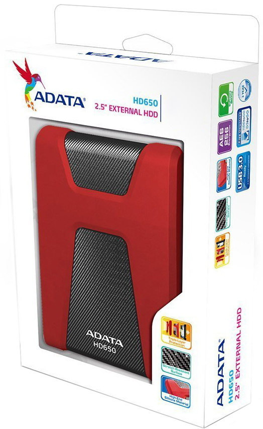 Внешний жесткий диск A-Data DashDrive Durable HD650 2TB (красный)