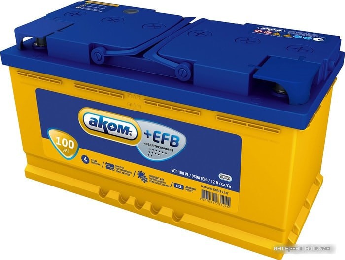 Автомобильный аккумулятор AKOM +EFB 100e (100 А·ч)
