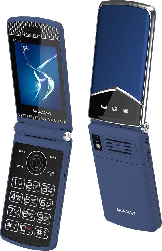 Телефон Maxvi E11ds (синий/серебристый)