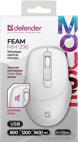 Мышь Defender Feam MM-296 (белый)