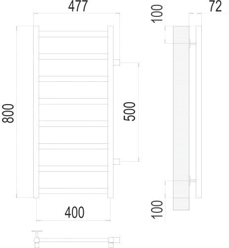 Полотенцесушитель TERMINUS Аврора П8 400x800 бп 500