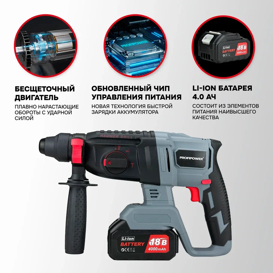 Перфоратор Profipower MKDHR-18V (с 1-им АКБ, кейс)
