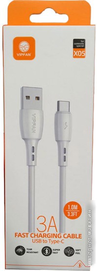 Кабель Vipfan X05 USB Type-A - USB Type-C (1 м, белый)