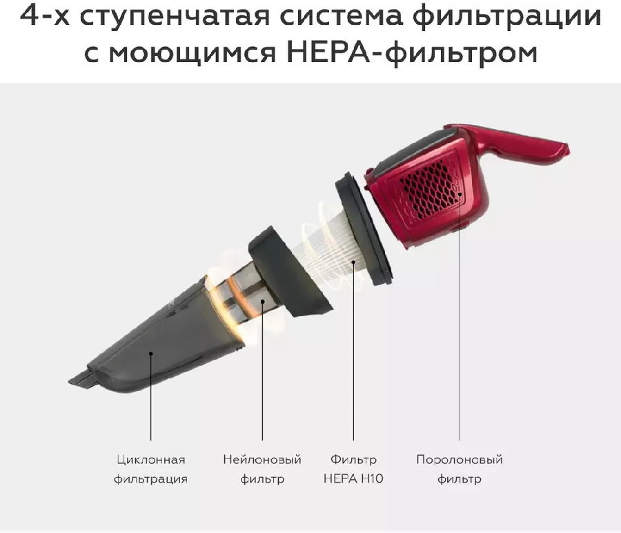 Пылесос BQ VCA0401H (серый/красный)