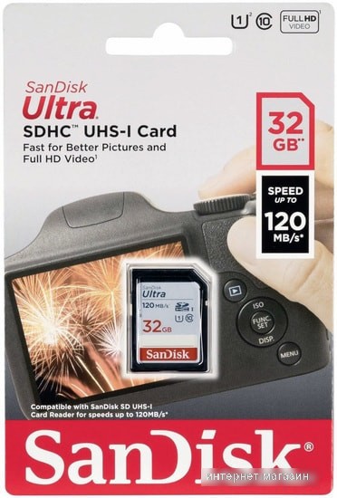 Карта памяти SanDisk Ultra SDHC SDSDUN4-032G-GN6IN 32GB