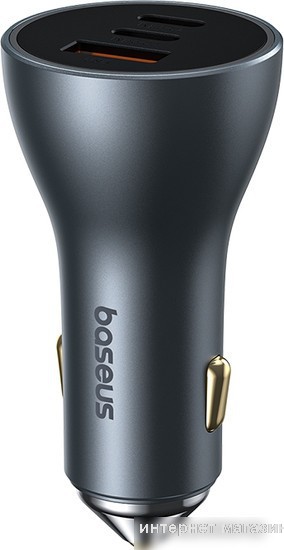 Автомобильное зарядное Baseus Golden Contactor Pro GaN Fast Charging Car Charger U+2C 65W C00035202841-00 (серый)
