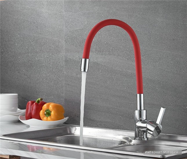 Смеситель Ledeme H98 L4898-1 (красный/хром)