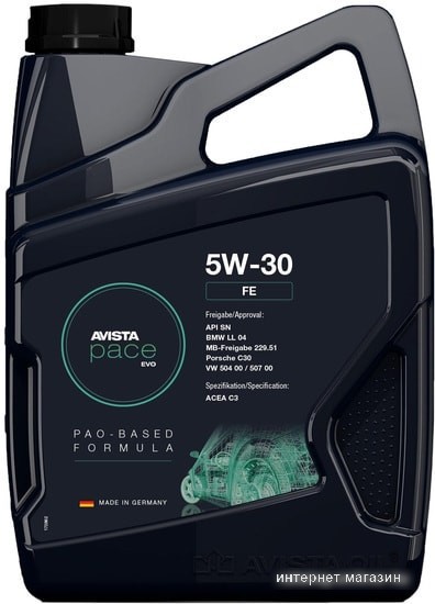 Моторное масло Avista pace EVO FE 5W-30 4л