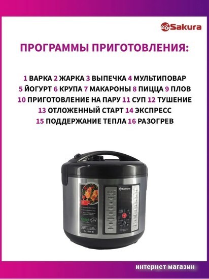 Мультиварка Sakura SA-7766BK