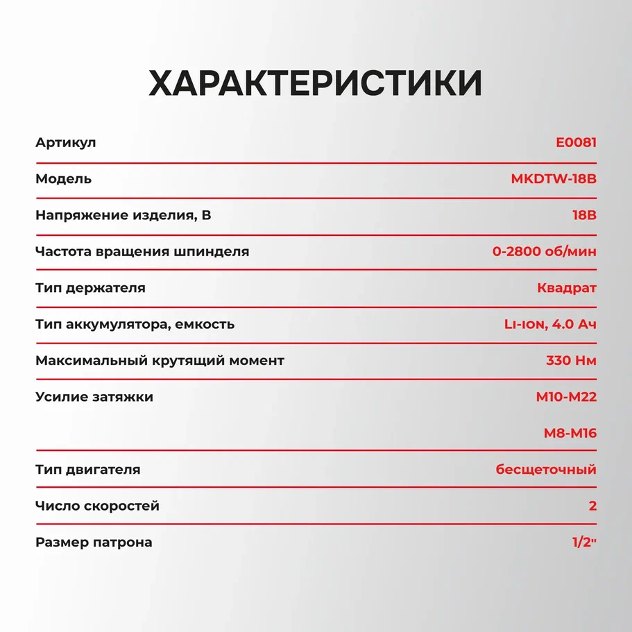 Profipower MKDTW-18B E0081 (с 2-мя АКБ, кейс)