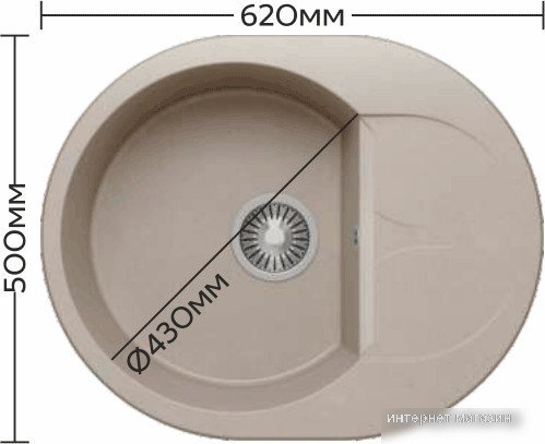 Кухонная мойка Polygran Atol-620 (песочный 302)