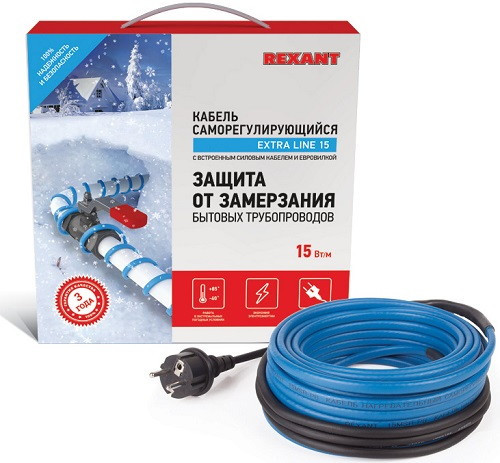 Саморегулирующийся кабель Rexant 15MSR-PB 8 м 120 Вт
