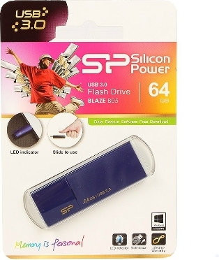 USB Flash Silicon-Power Blaze B05 Blue 64GB (SP064GBUF3B05V1D)